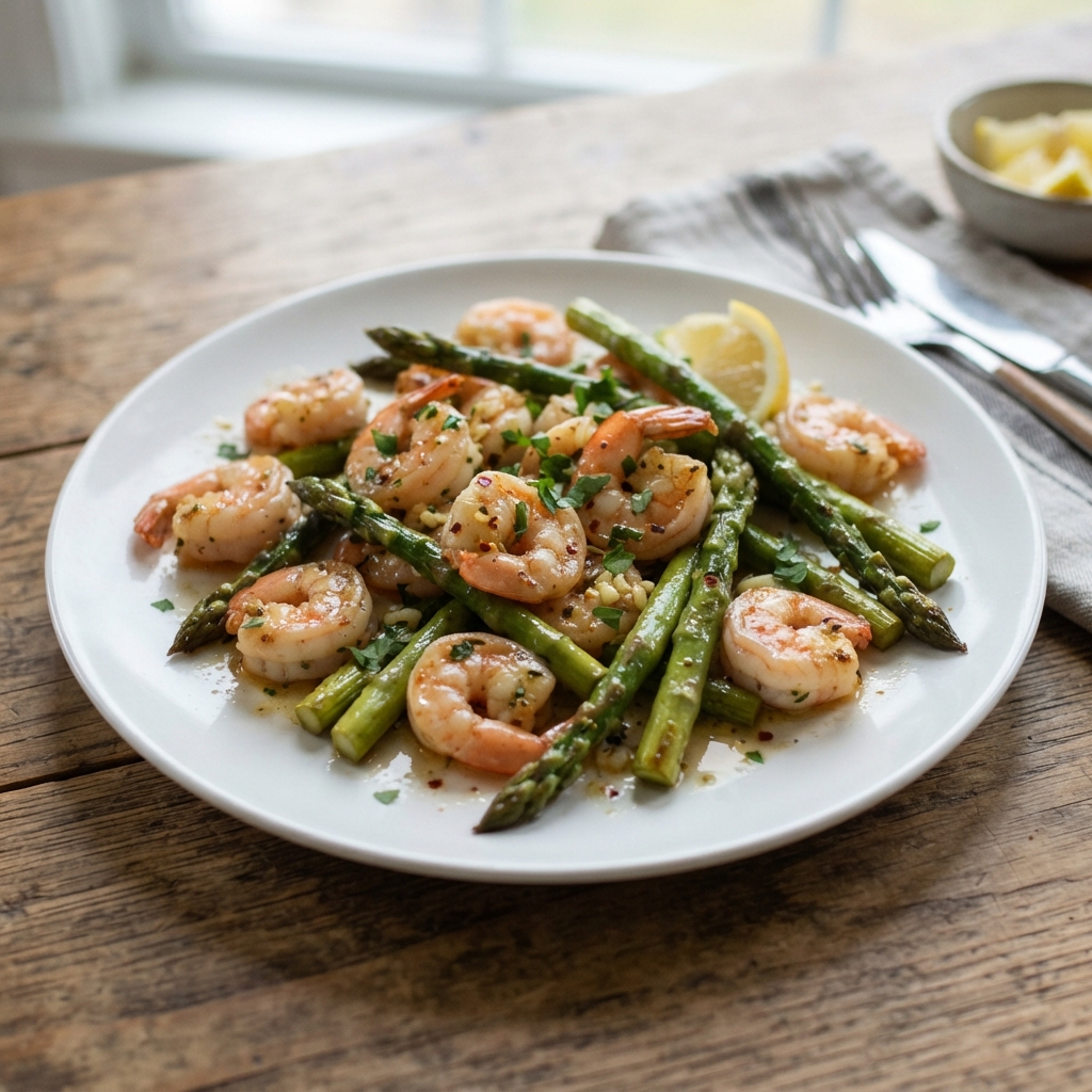 One-Pan Garlic Butter Shrimp and Asparagus
