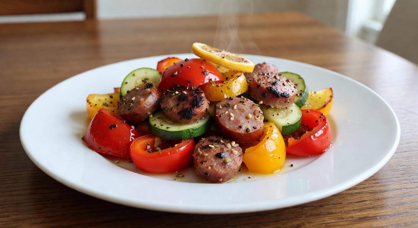 One-Pan Lemon Herb Sausage and Veggie Bake