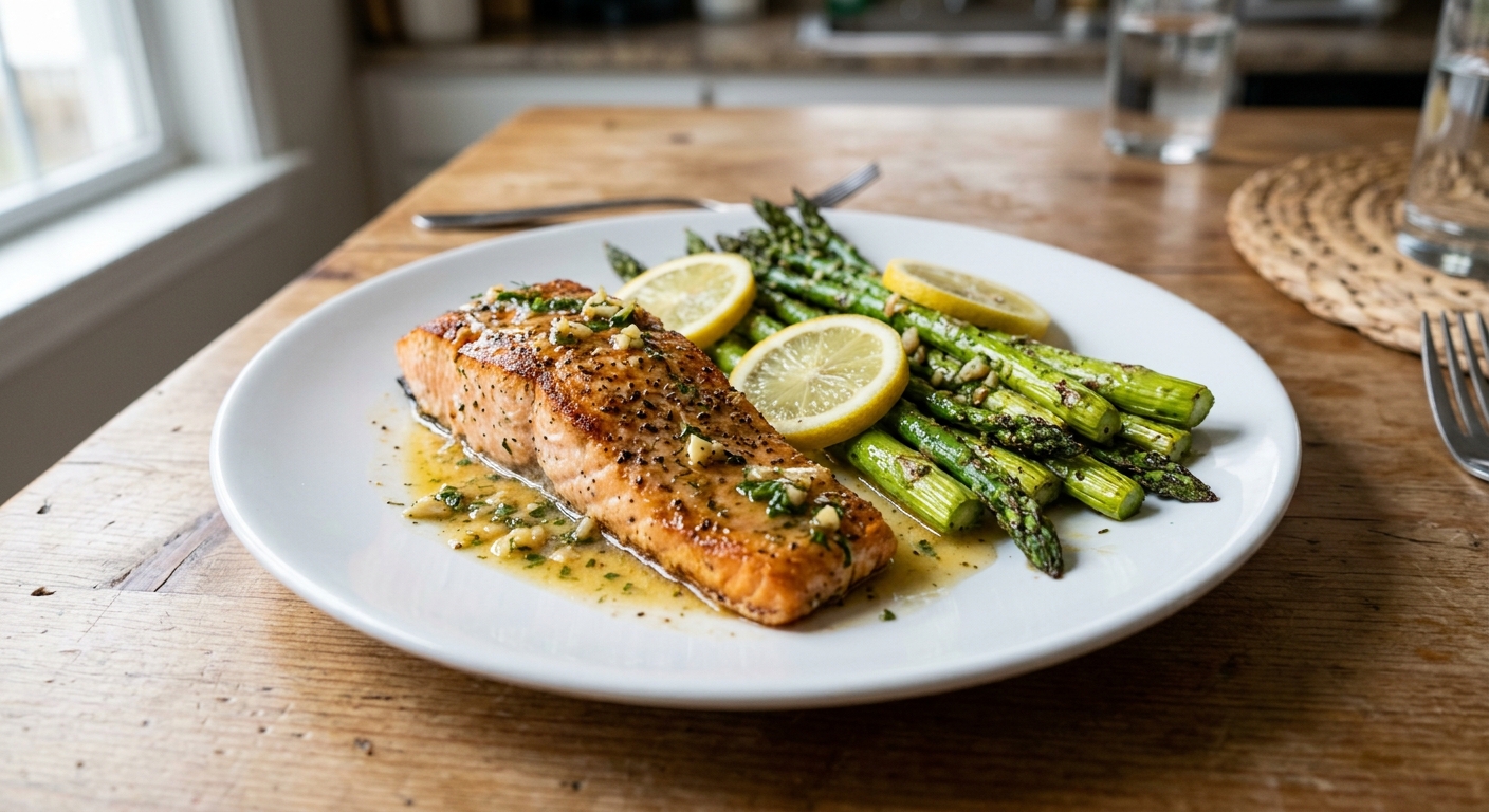 One-Pan Lemon Garlic Butter Salmon and Asparagus