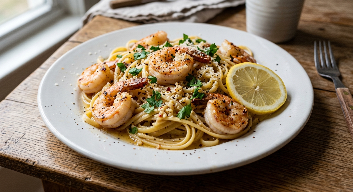 Lemon Garlic Butter Shrimp Pasta