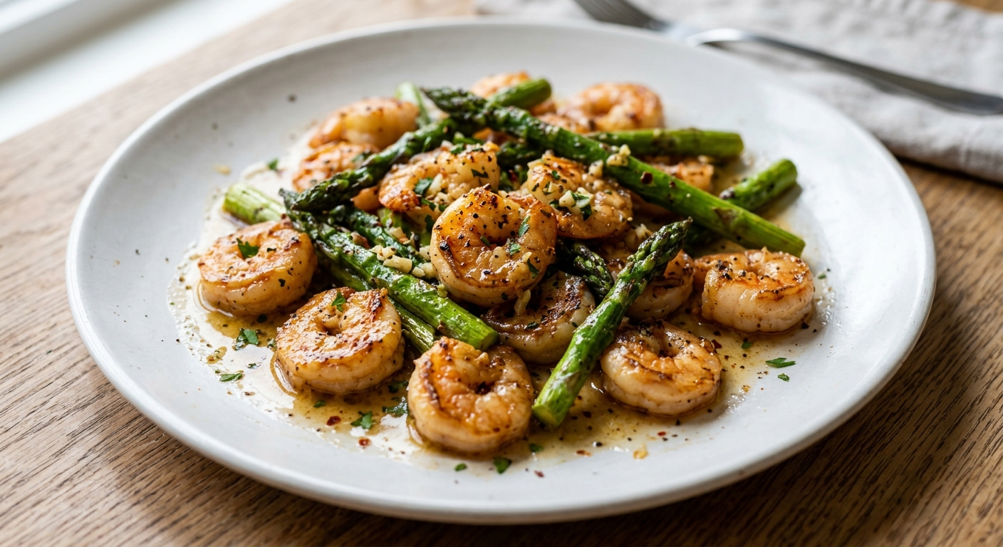 One-Pan Garlic Butter Shrimp and Asparagus