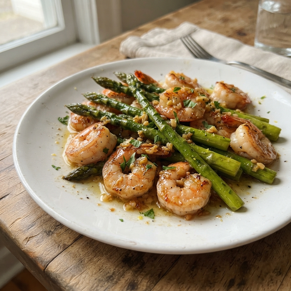 One-Pan Garlic Butter Shrimp and Asparagus