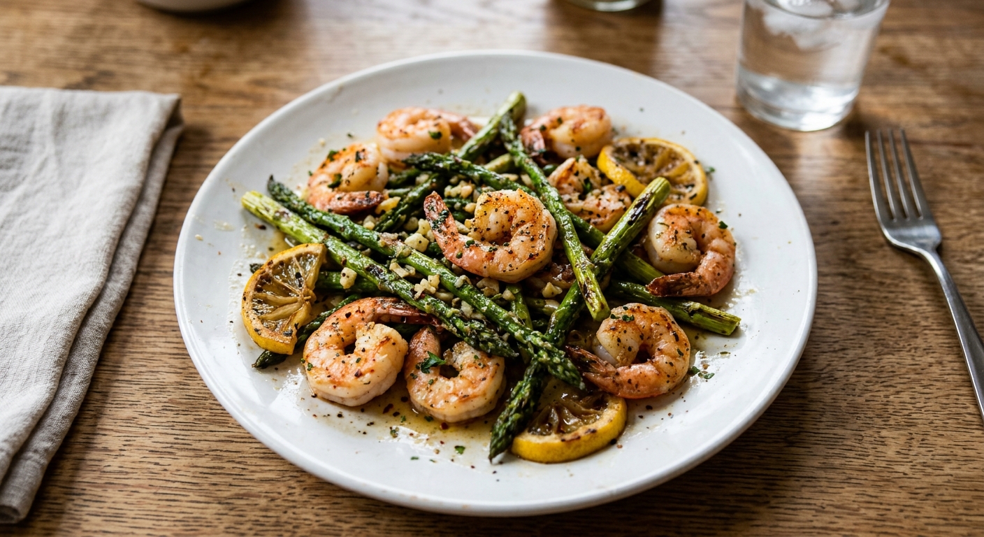 One-Pan Lemon Garlic Shrimp and Asparagus