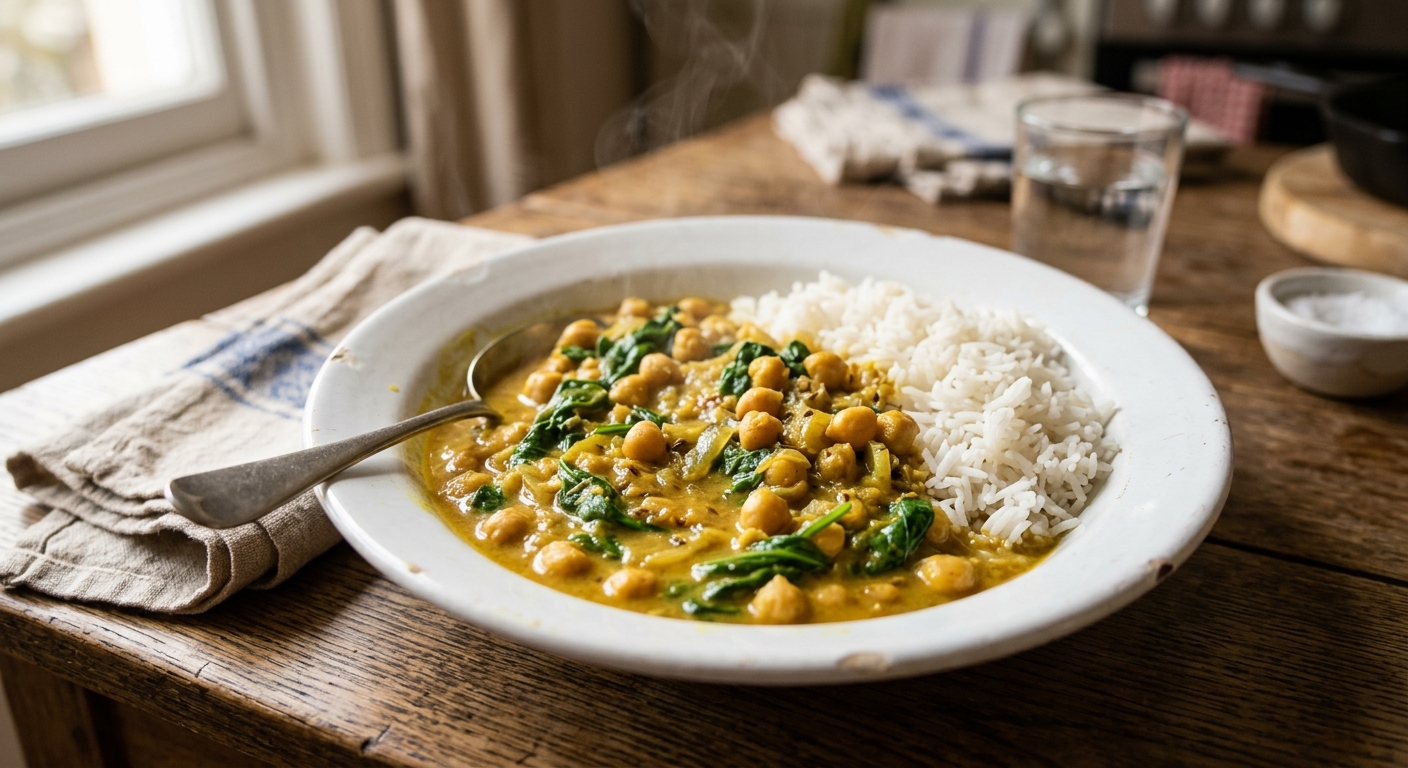 Quick Chickpea and Spinach Curry
