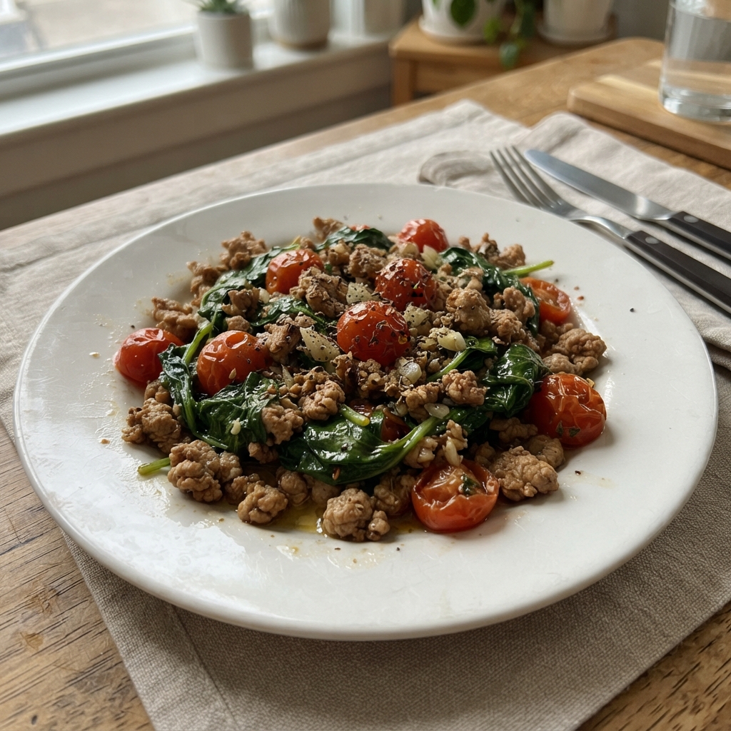 Quick Turkey and Spinach Skillet