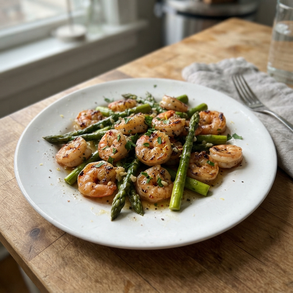 One-Pan Garlic Butter Shrimp and Asparagus