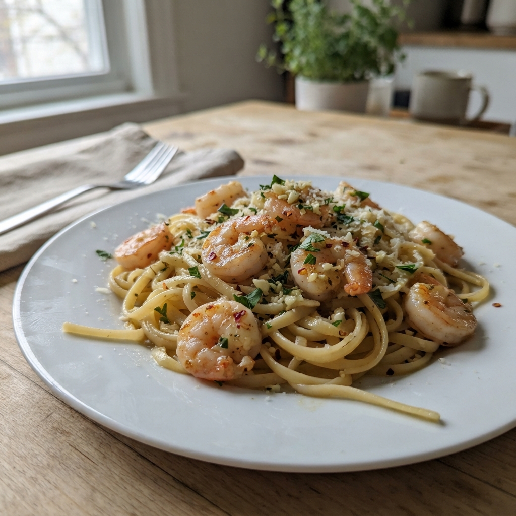 15-Minute Garlic Butter Shrimp Pasta