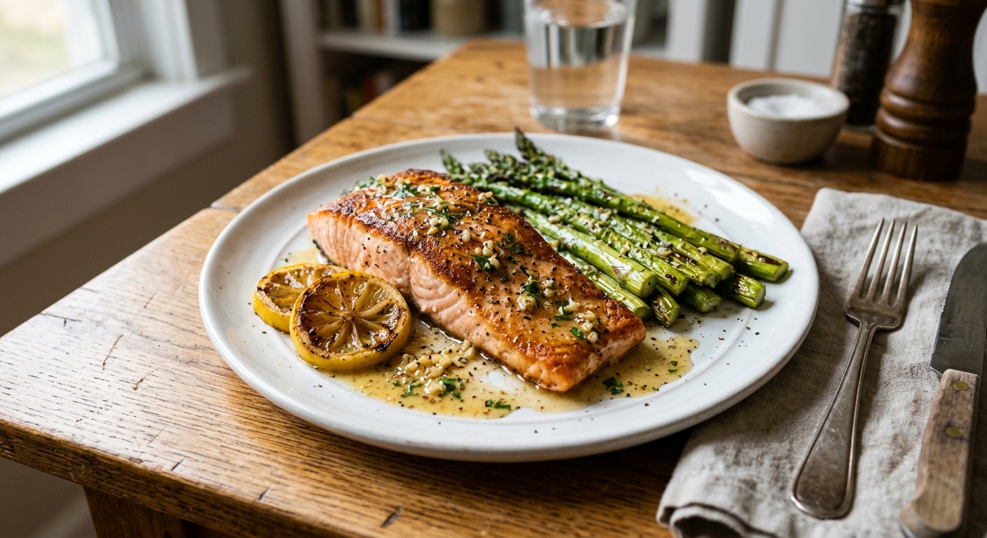 One-Pan Lemon Garlic Butter Salmon and Asparagus