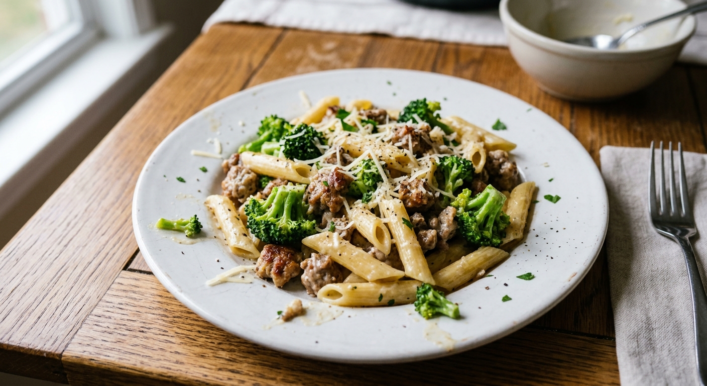 One-Pan Creamy Sausage and Broccoli Pasta