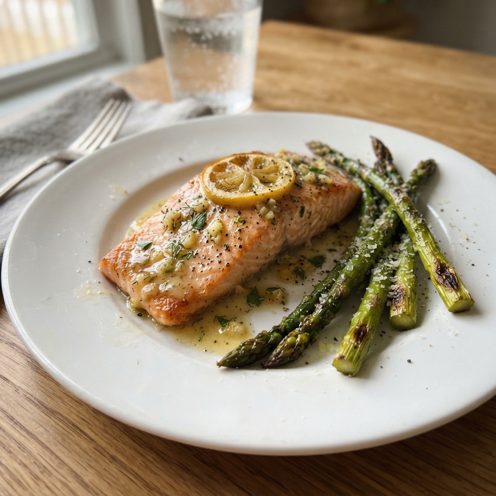 Lemon Garlic Butter Salmon and Asparagus