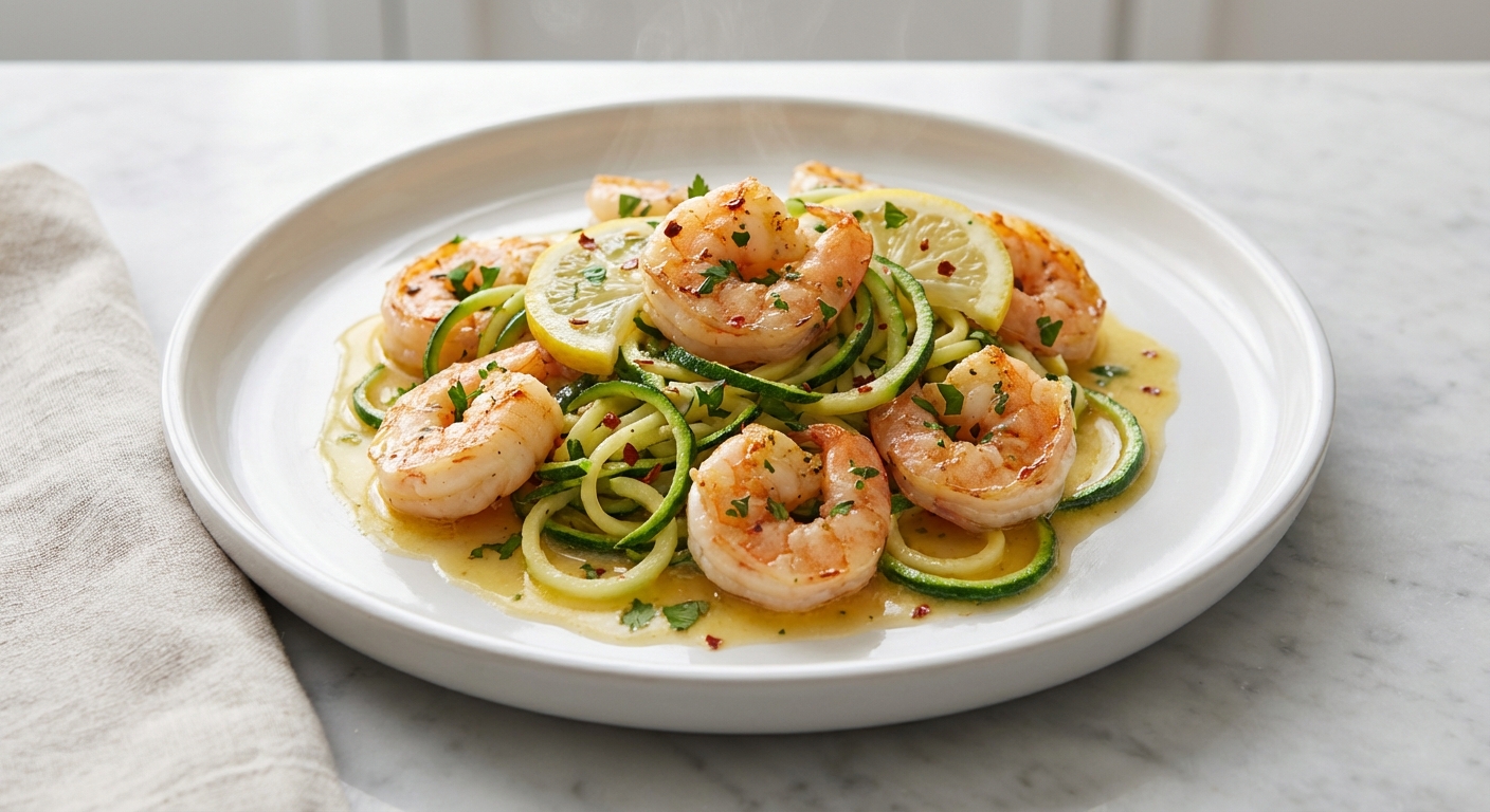 Zesty Lemon Garlic Shrimp with Zucchini Noodles