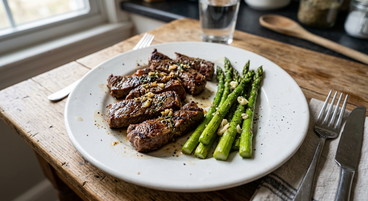 Quick Garlic Butter Steak and Asparagus Skillet