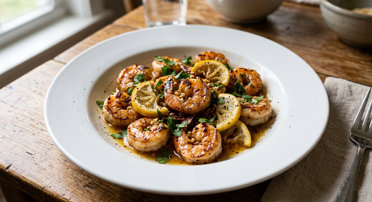 Lemon Garlic Butter Shrimp Skillet