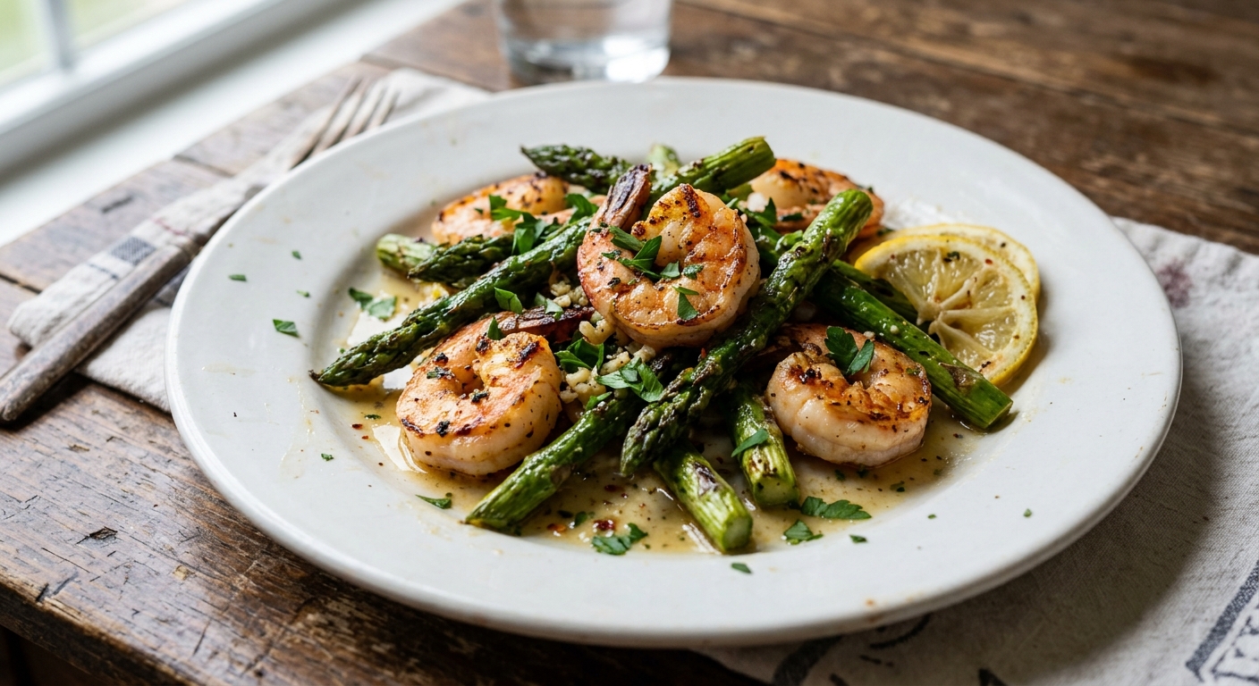 One-Pan Lemon Garlic Shrimp and Asparagus