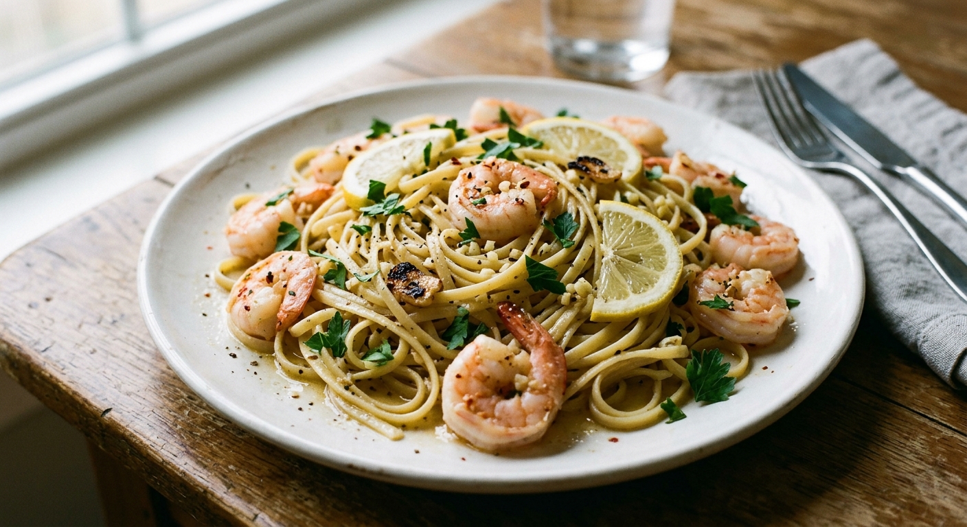 One-Pan Lemon Garlic Shrimp Pasta