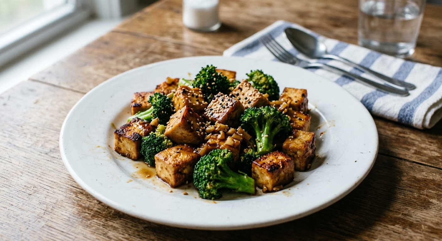 Quick Garlic Tofu and Broccoli Stir-Fry