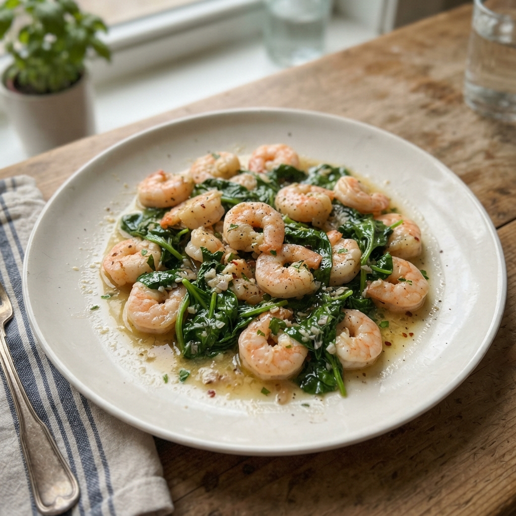 One-Pan Garlic Butter Shrimp and Spinach