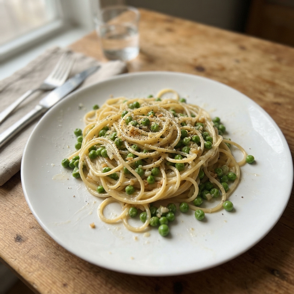 One-Pan Garlic Butter Pasta and Peas