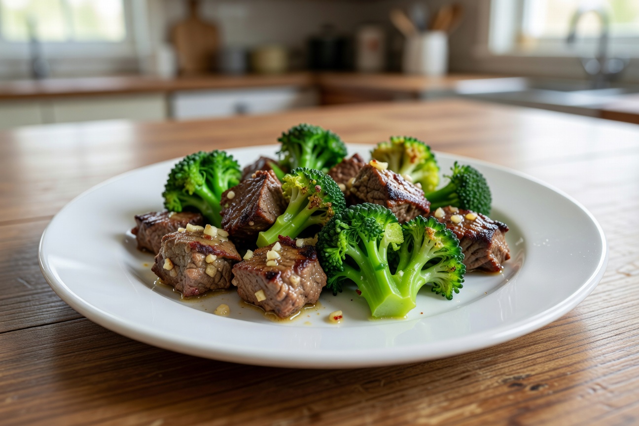 One-Pan Garlic Butter Steak Bites and Broccoli