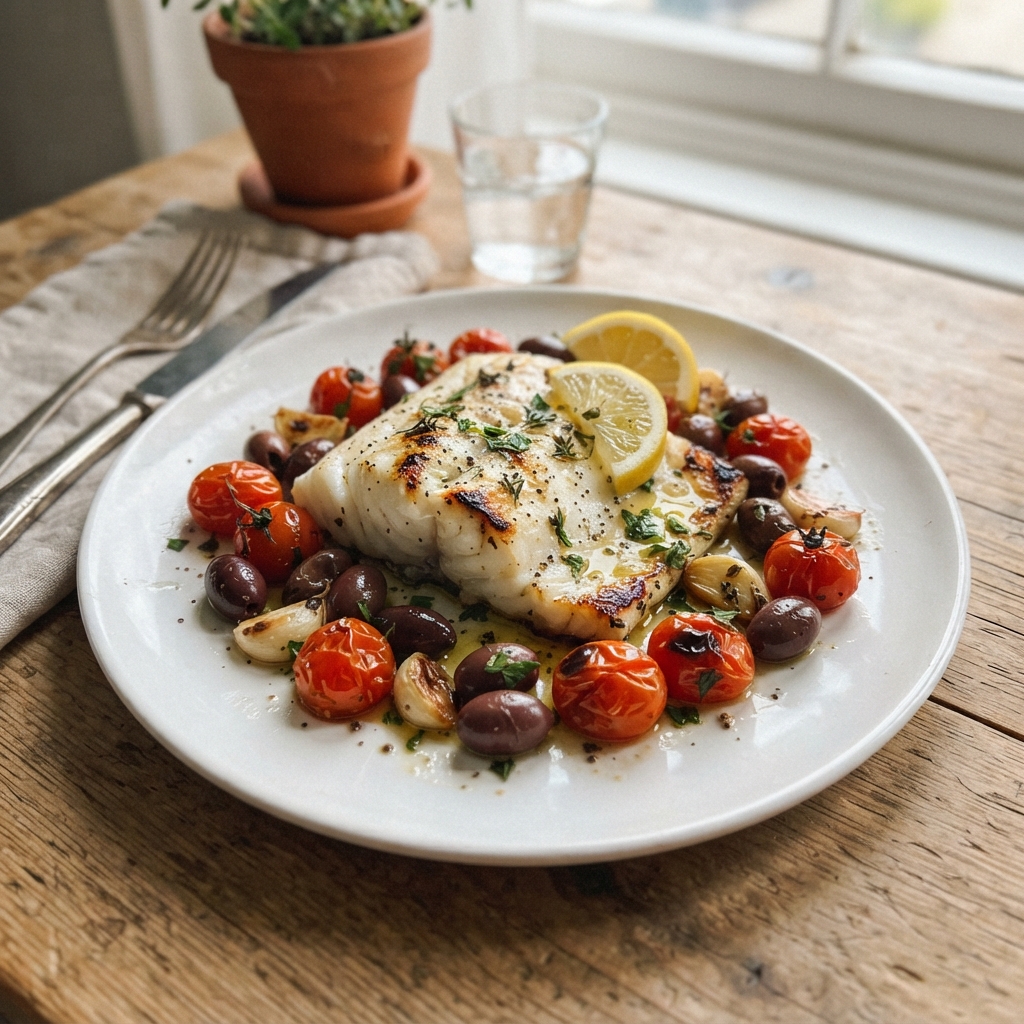 One-Pan Mediterranean Lemon Herb Cod