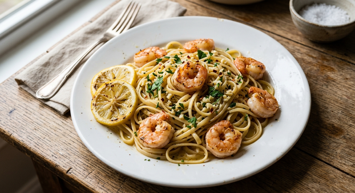 Lemon Garlic Butter Shrimp Pasta