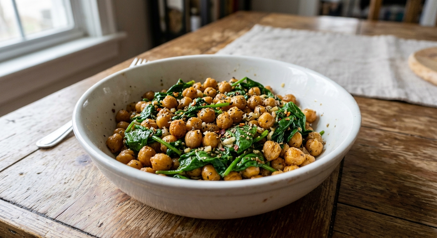 One-Pan Lemon Herb Chickpea and Spinach Stir-fry