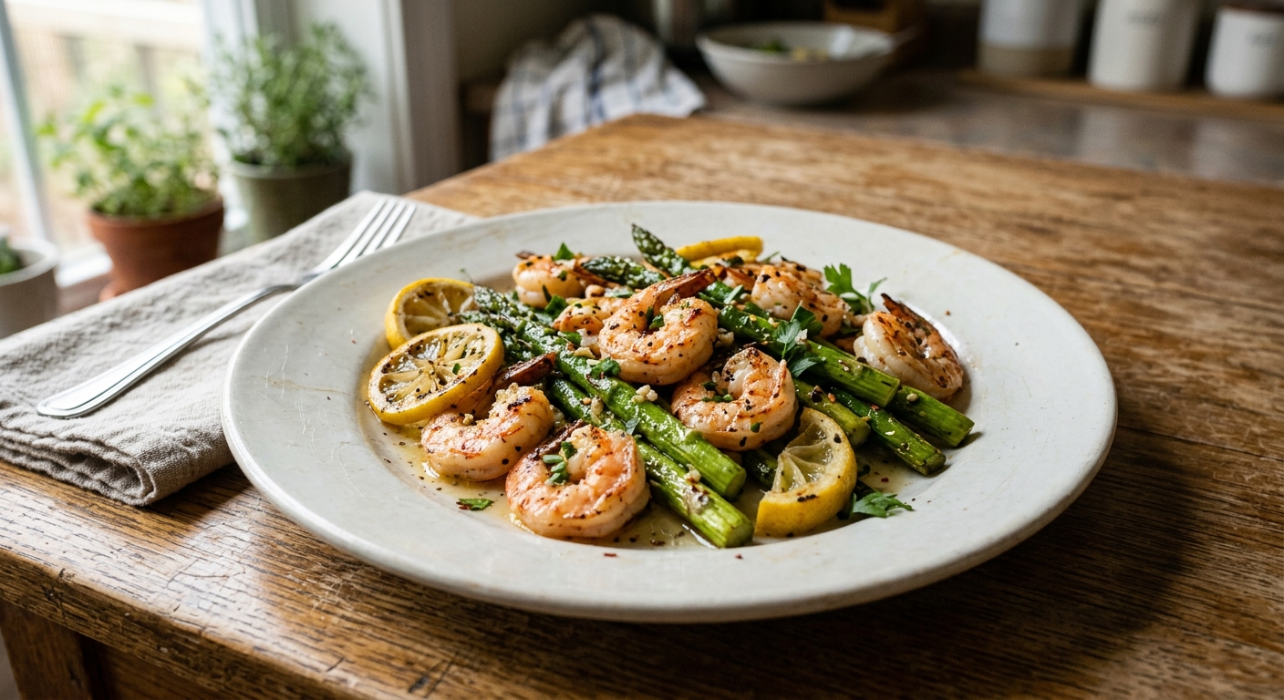 One-Pan Lemon Garlic Shrimp and Asparagus