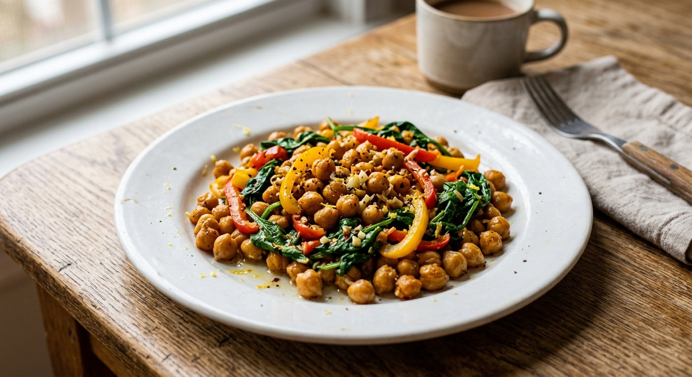 Quick Lemon Garlic Chickpea Stir-fry