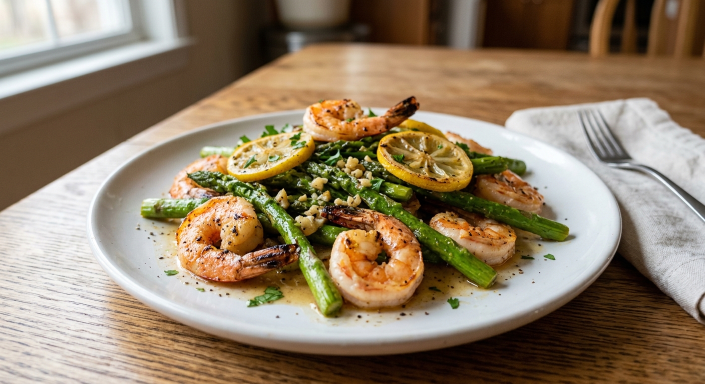 One-Pan Garlic Butter Shrimp and Asparagus