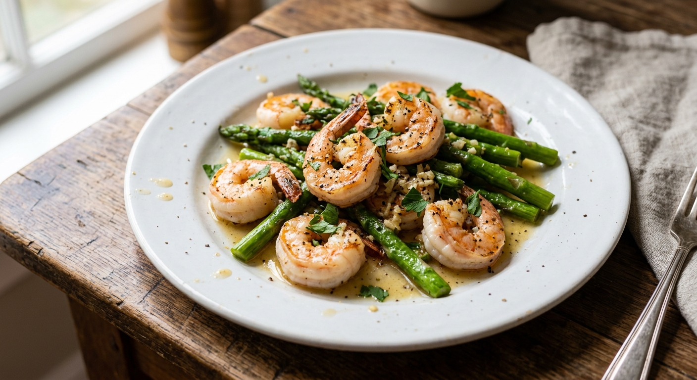 One-Pan Garlic Butter Shrimp and Asparagus