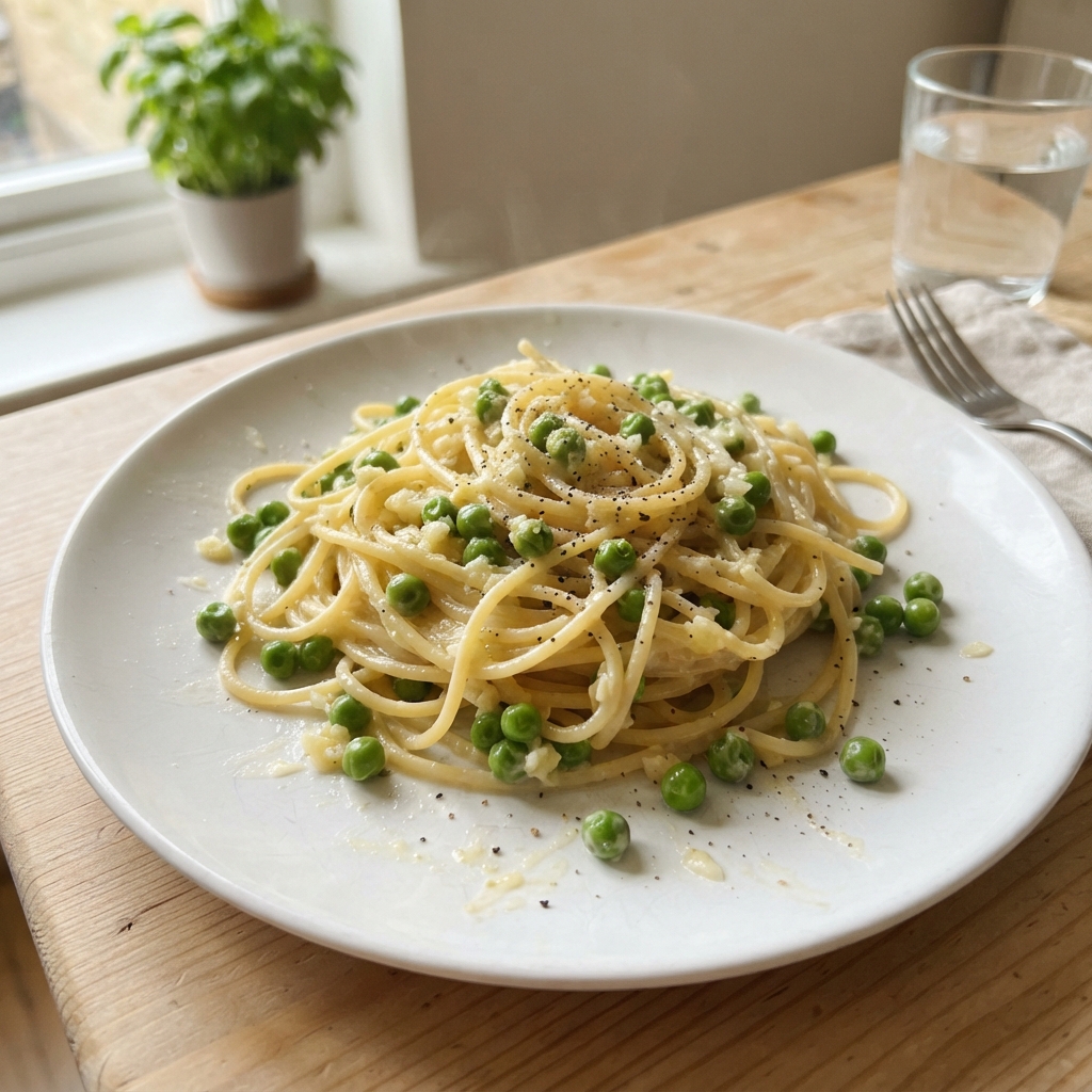 One-Pan Garlic Butter Pasta and Peas