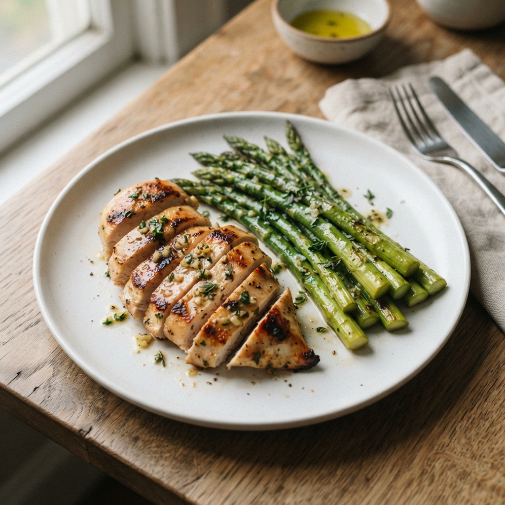 One-Pan Lemon Herb Garlic Chicken and Asparagus