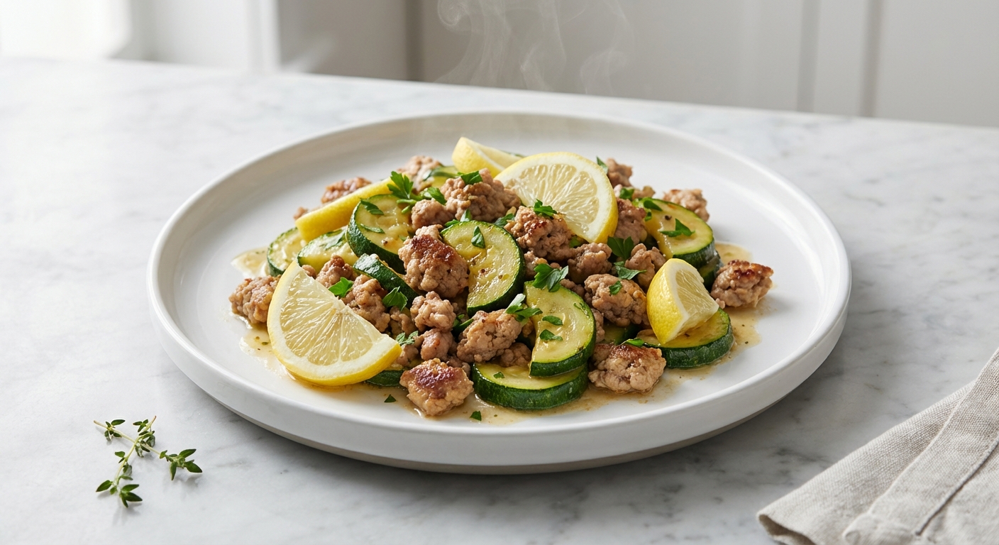 Zesty Lemon Garlic Turkey and Zucchini Skillet