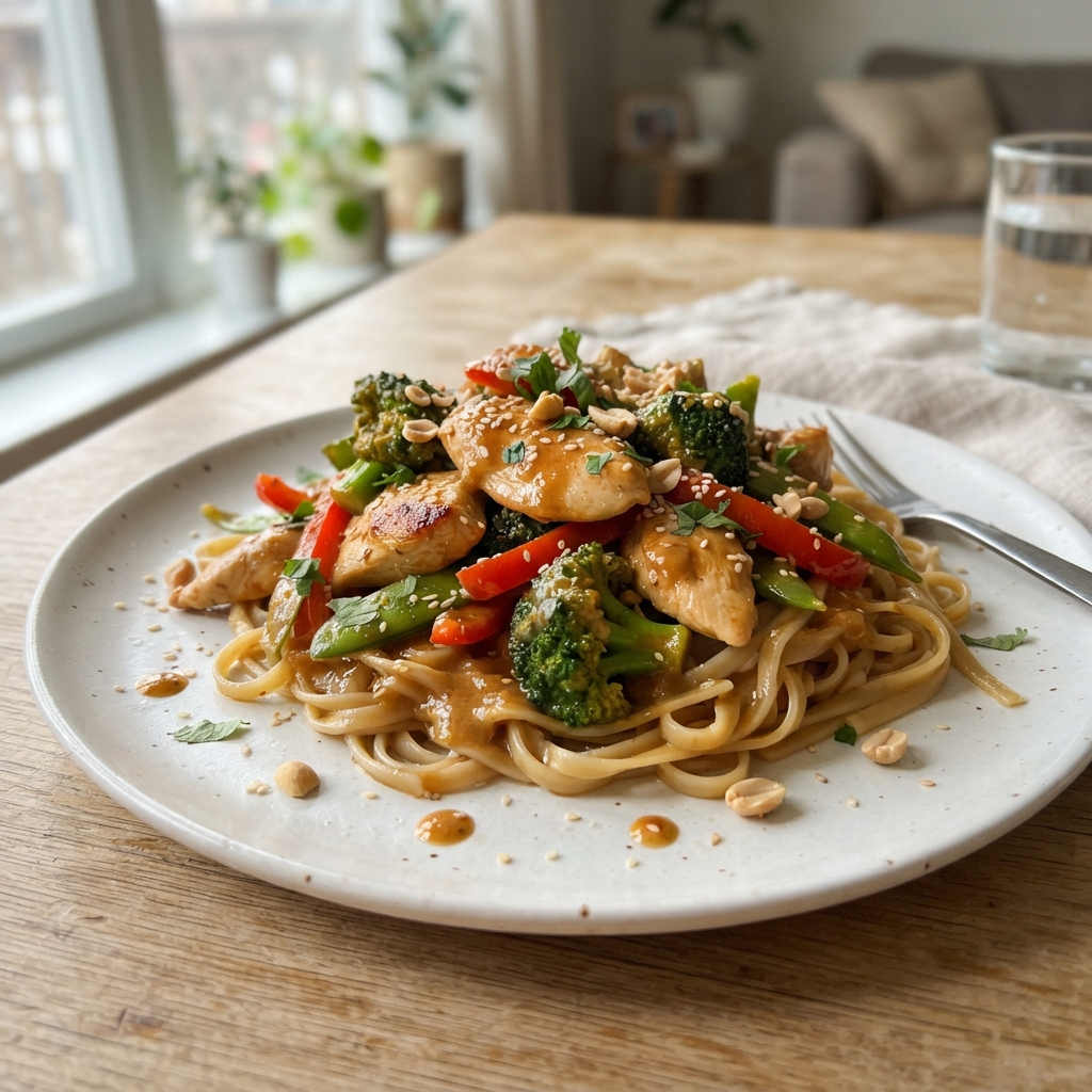 Creamy Peanut Butter and Chicken Stir-Fry