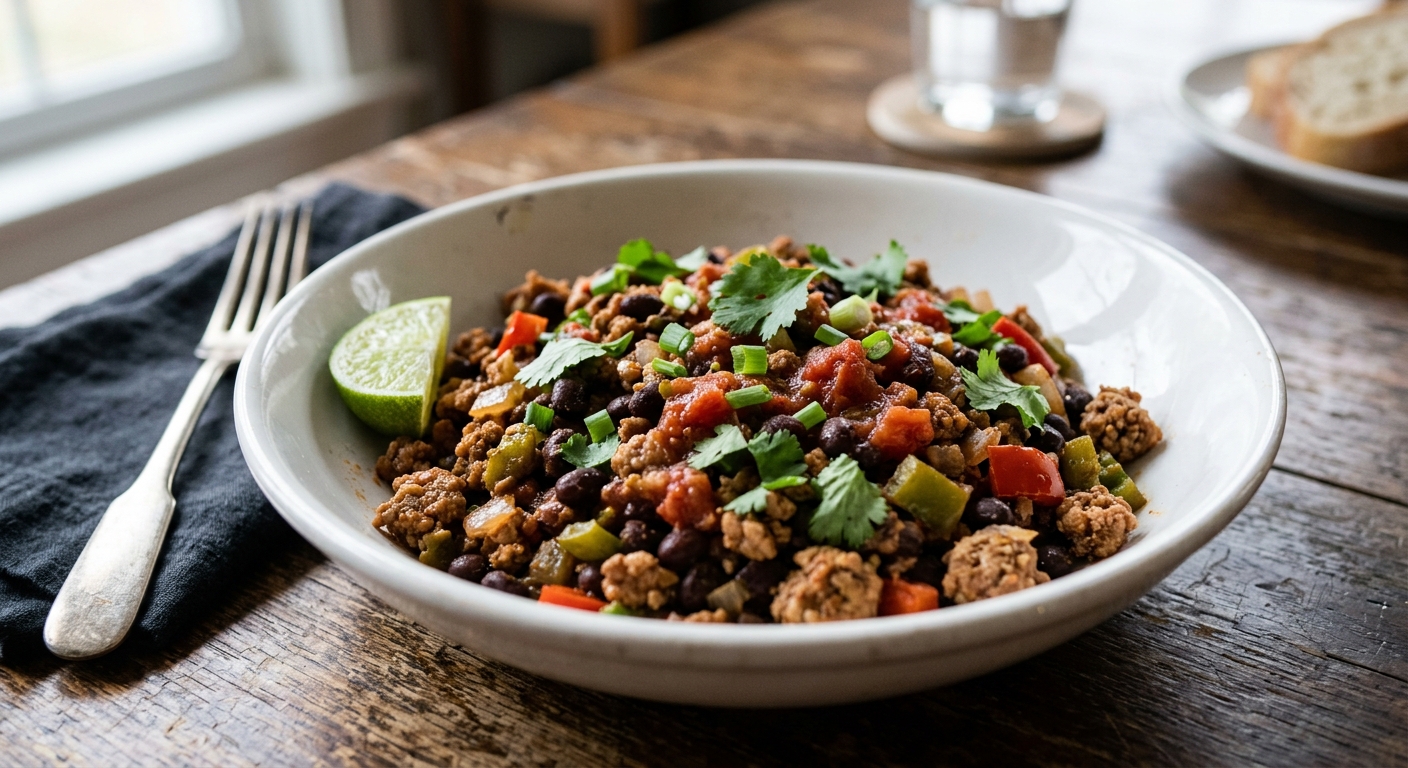 Zesty Ground Turkey and Black Bean Skillet
