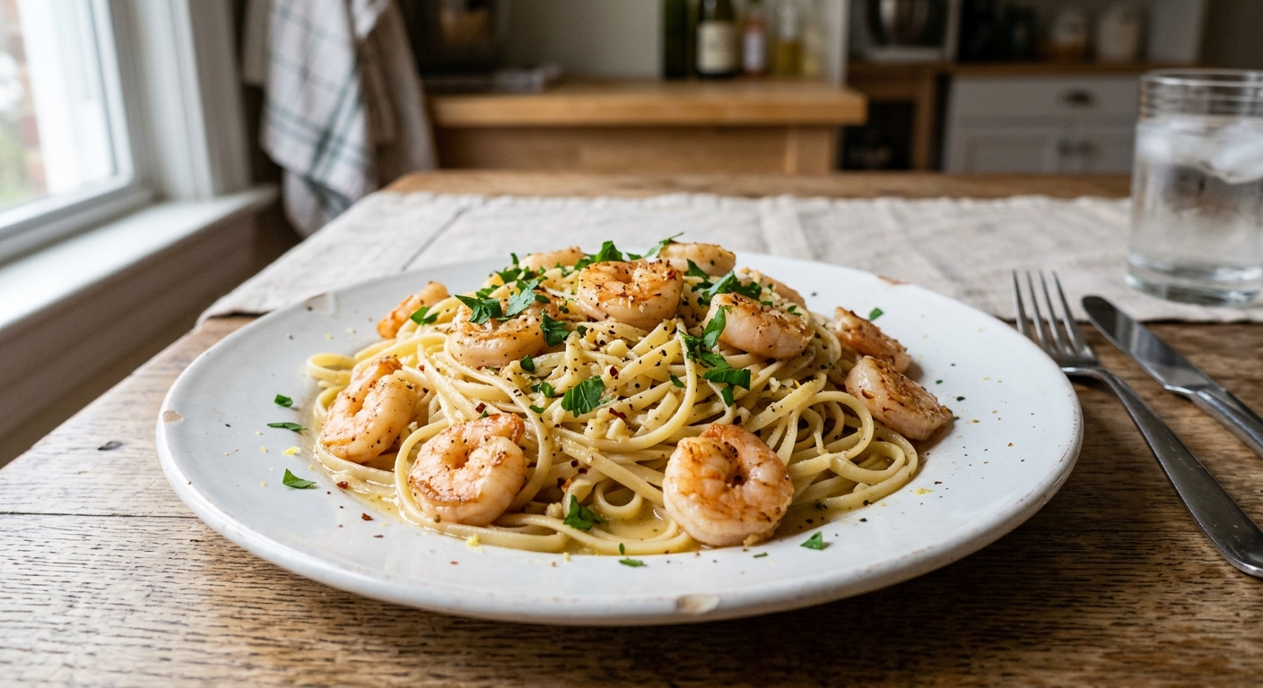 Lemon Garlic Butter Shrimp Pasta