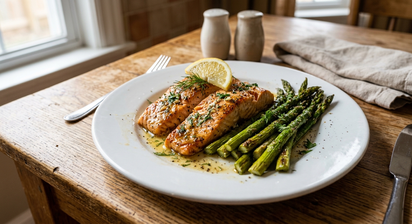 Lemon Garlic Butter Salmon and Asparagus