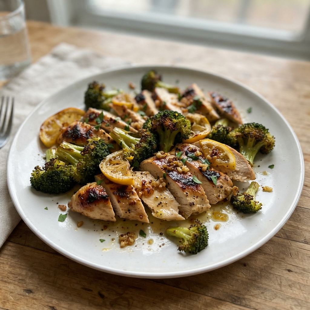 Lemon Garlic Sheet Pan Chicken and Broccoli