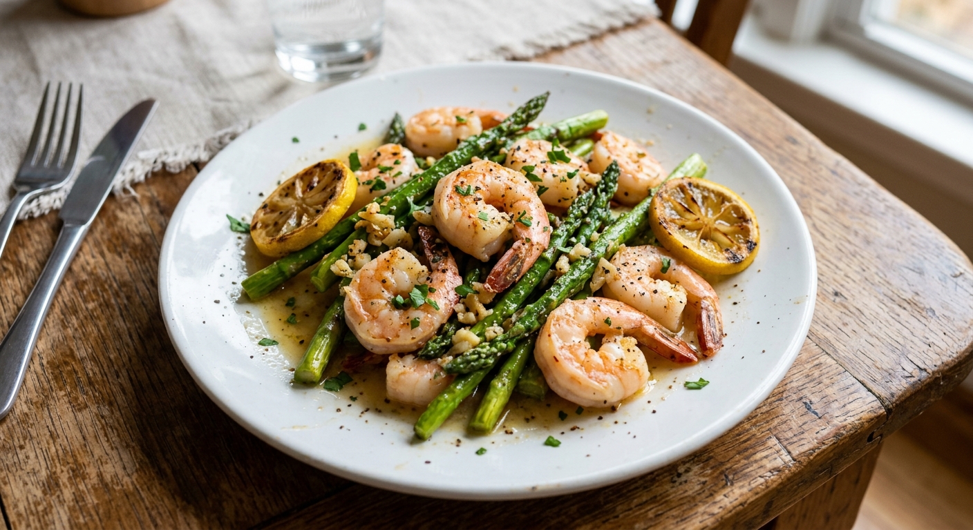 One-Pan Lemon Garlic Shrimp and Asparagus