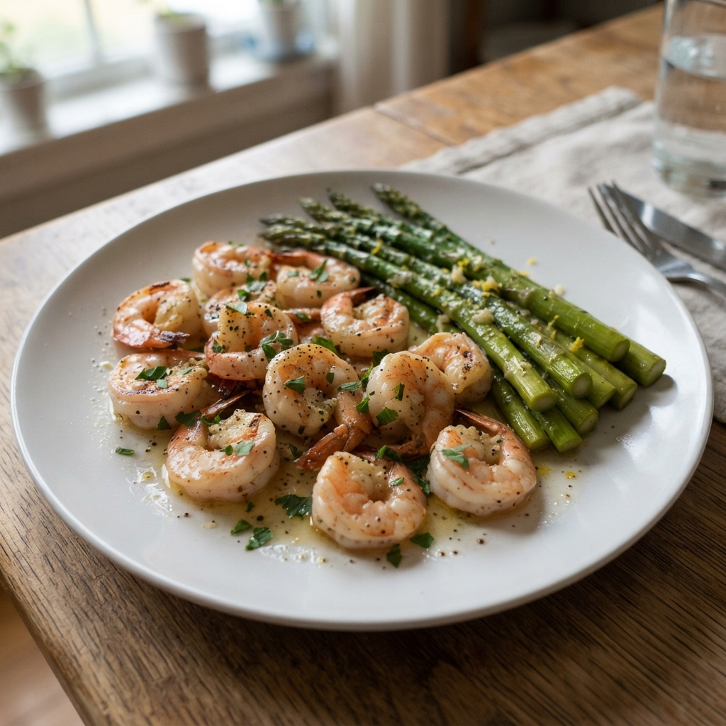 One-Pan Garlic Butter Shrimp and Asparagus