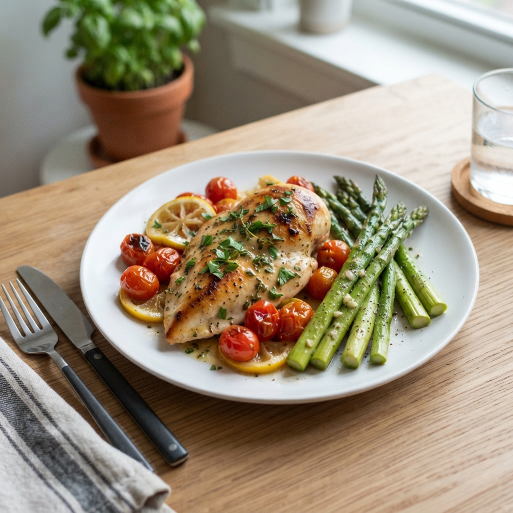 One-Pan Mediterranean Lemon Chicken and Asparagus