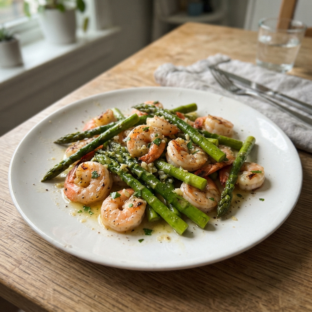 One-Pan Garlic Butter Shrimp and Asparagus