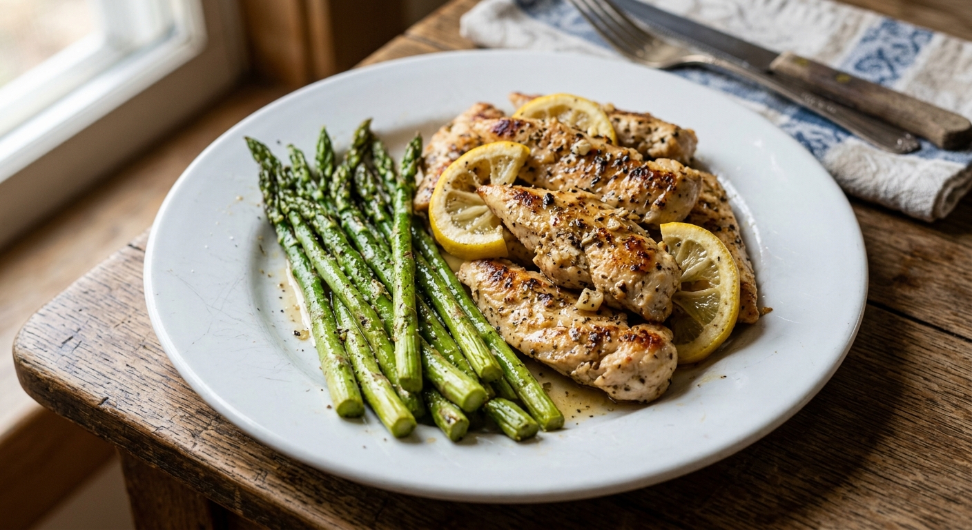 Pan-Seared Lemon Garlic Chicken and Asparagus