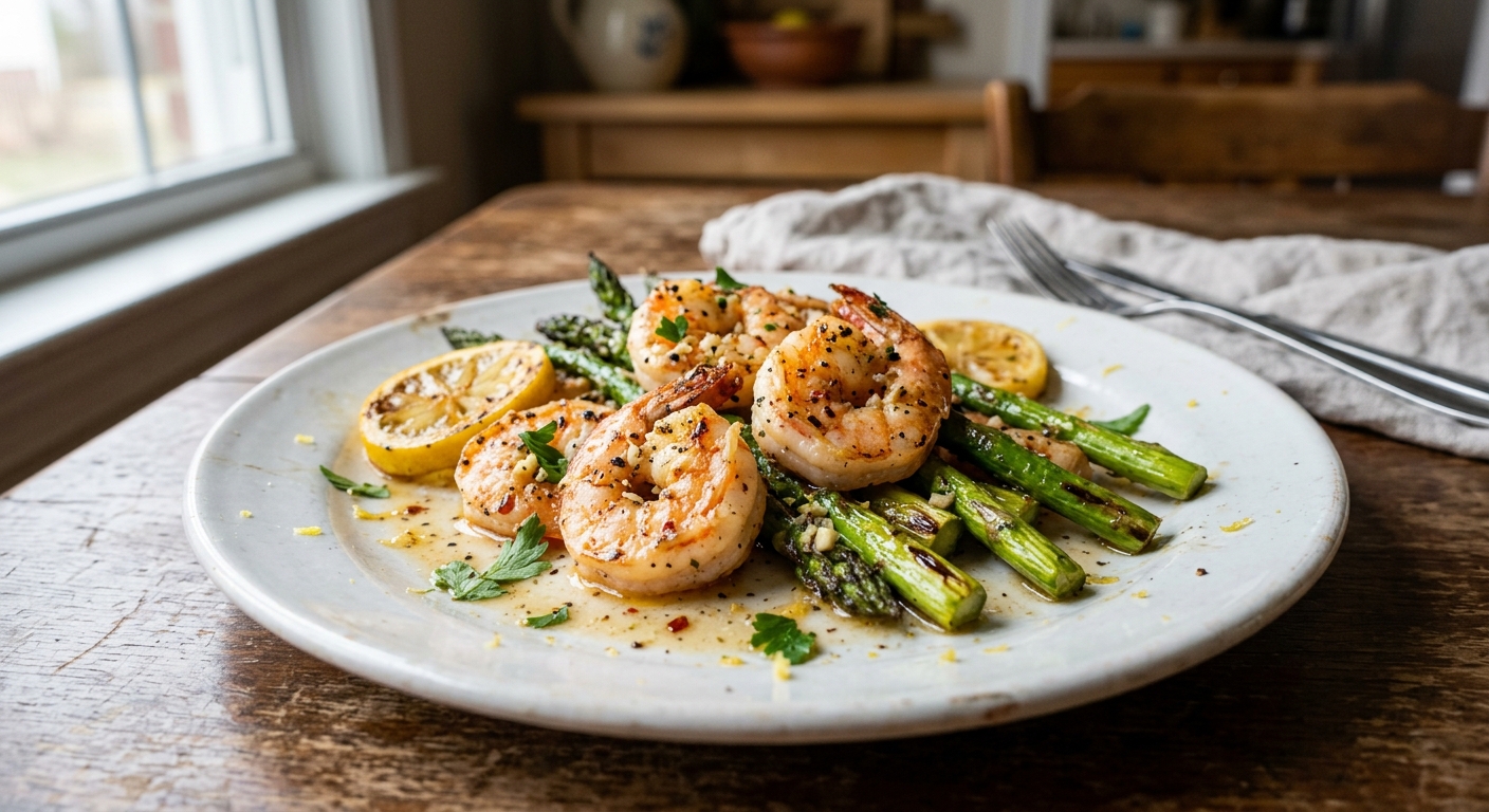 One-Pan Lemon Garlic Butter Shrimp and Asparagus