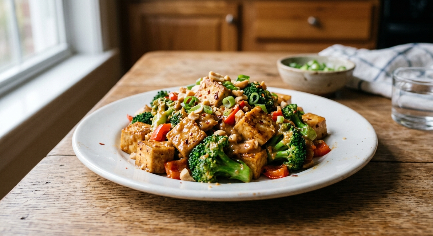 One-Pan Spicy Peanut Tofu Stir-Fry