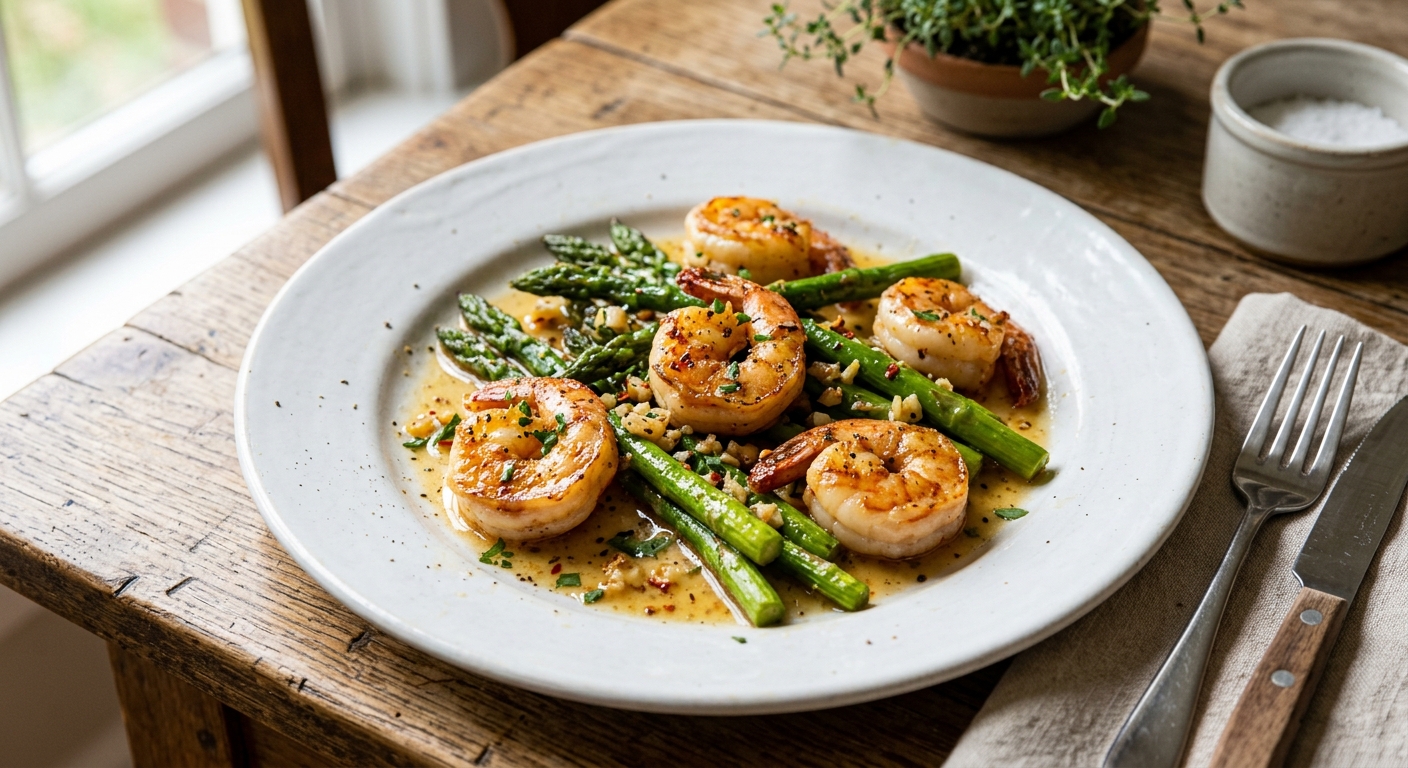 One-Pan Garlic Butter Shrimp and Asparagus