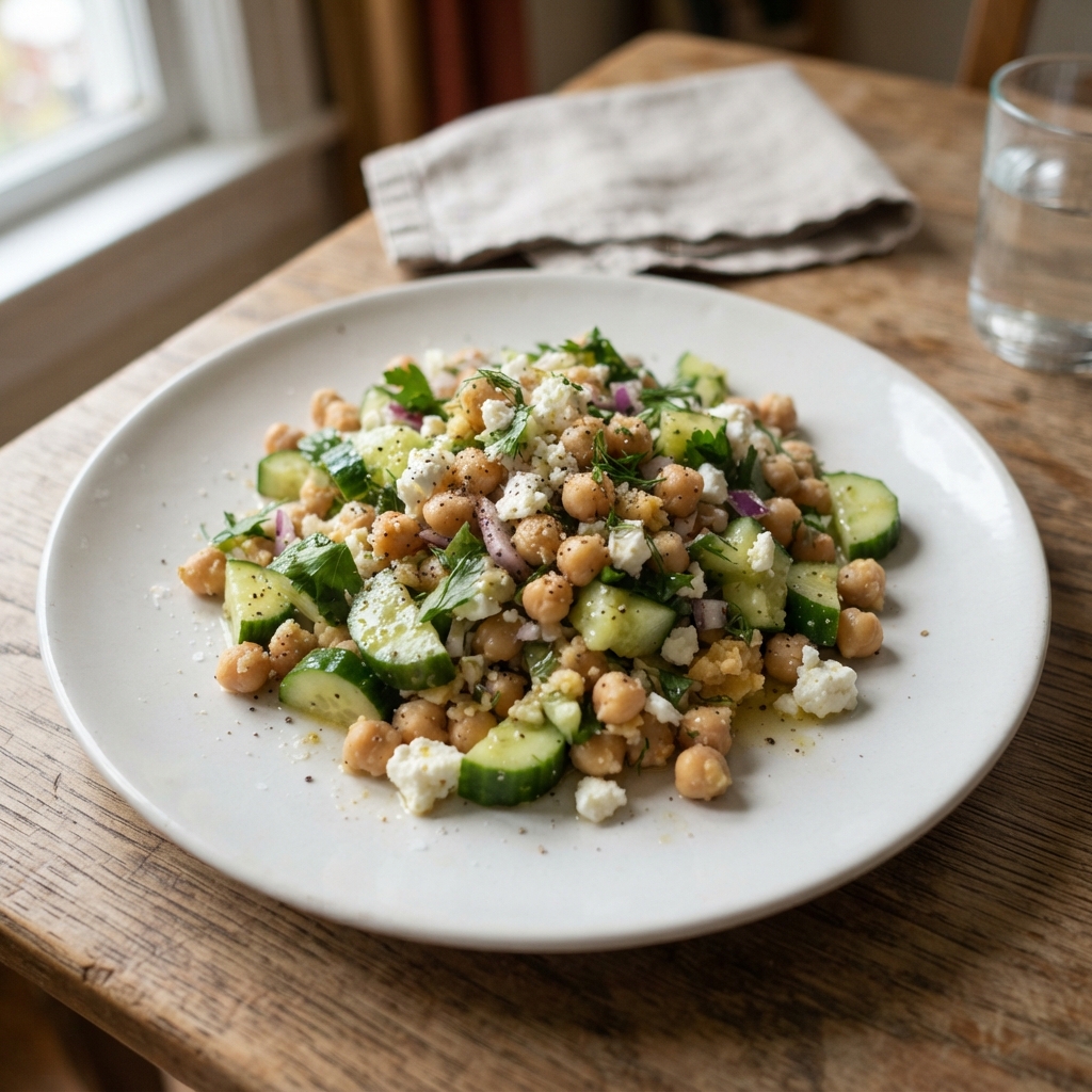 Zesty Cucumber and Chickpea Smashed Salad