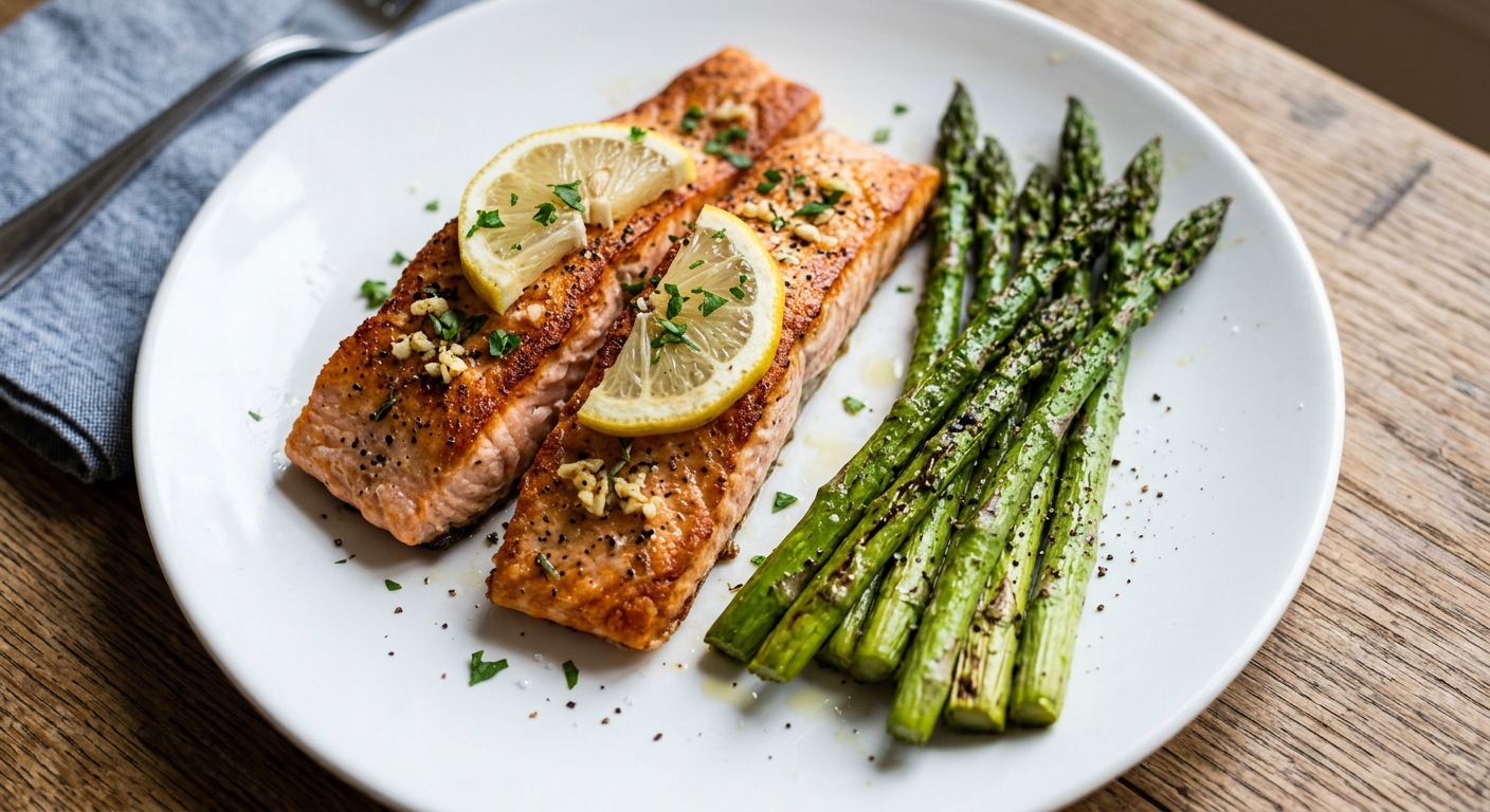 Pan-Seared Salmon with Lemon Herb Asparagus