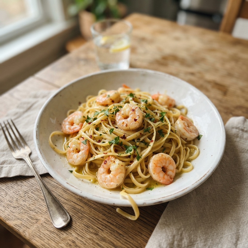 One-Pan Lemon Garlic Shrimp Pasta