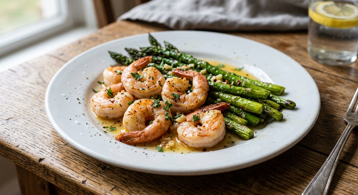 One-Pan Lemon Garlic Shrimp and Asparagus